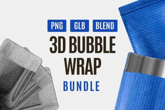 3D Bubble Wrap Packaging Bundle: Elevate Your Design with Realistic Textures and Modern Depth