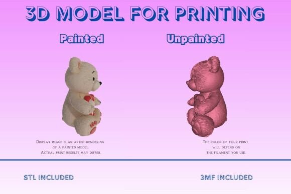 Adorable Valentine Teddy Bear 3D Print Model