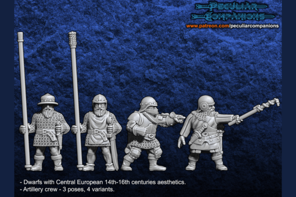 Breton Dwarfs - Artillery Crew: A Detailed 10mm STL Set
