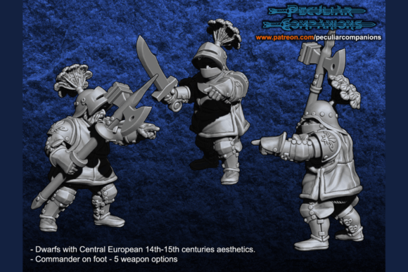 Breton Dwarfs - Commander on Foot: A Versatile and Detailed Addition to Your 10mm Fantasy Army