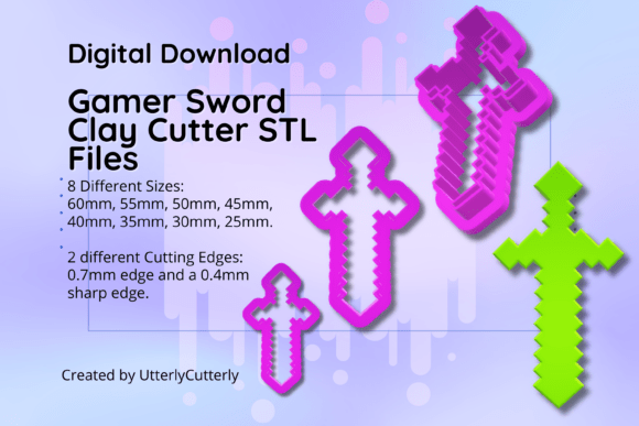 Discover the Versatile Clay Cutter STL File Gamer Sword- Pixel