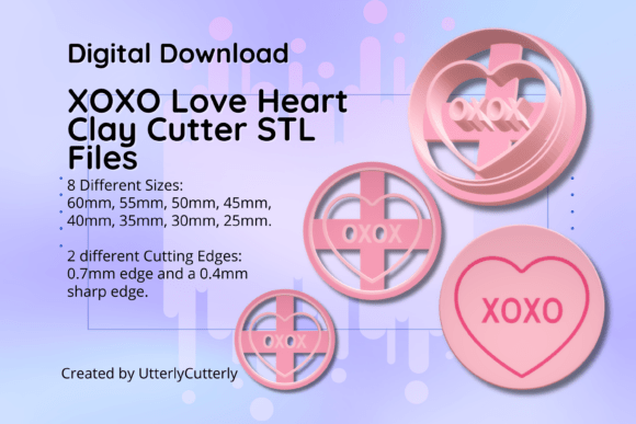 Discover XOXO Heart Clay Cutters in STL
