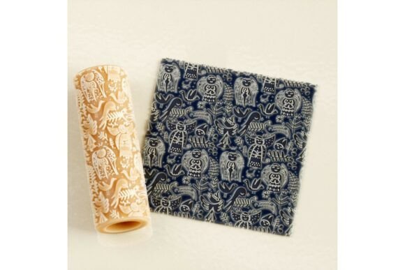Enhance Your Crafts with the Folk Art Angel and Bird Pattern Texture Roller