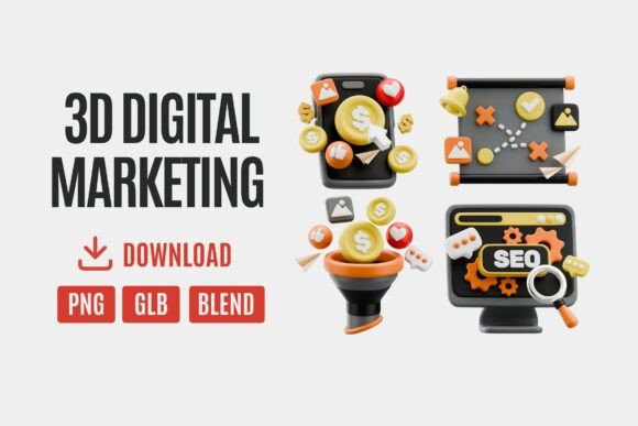 Enhance Your Marketing Efforts with the 3D Digital Marketing Icon Pack 04