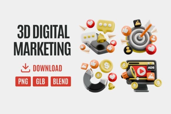 Enhance Your Marketing Strategy with the 3D Digital Marketing Icon Pack 05
