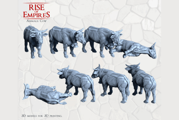 Enhance Your Medieval and Fantasy Worlds with Highly Detailed 28mm Scale Cattle Models