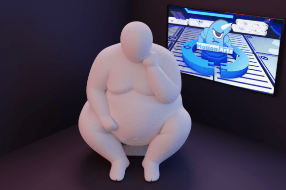 Reflective Art: Sculpture of a Fat Person Thinking