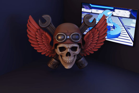 Skull and Wings Emblem: A Bold and Powerful 3D Model for Printing