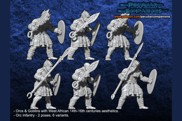 West African Orcs Goblins - Orc Infantry: A Strategic Addition to Your Wargaming and Diorama Projects